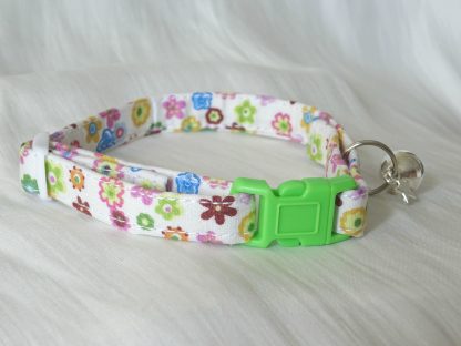 Handmade cream cotton and daisy flower cat kitten collar_4