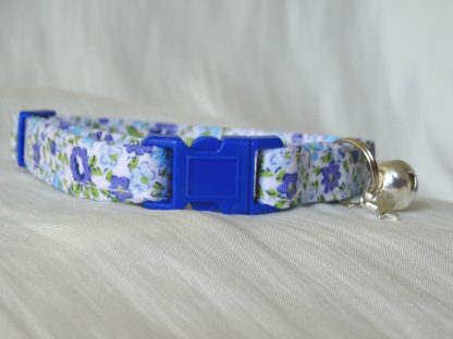 Handmade Blue Flowers Cat Kitten Safety Collar_4