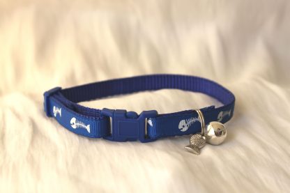 fishbones cat kitten safety collar_blue