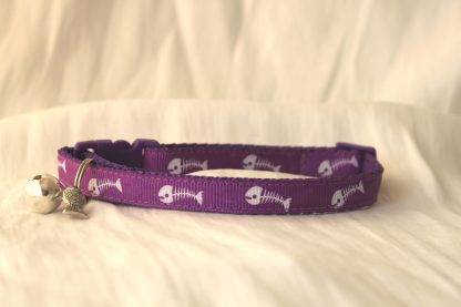 fishbones cat kitten safety collar_purple