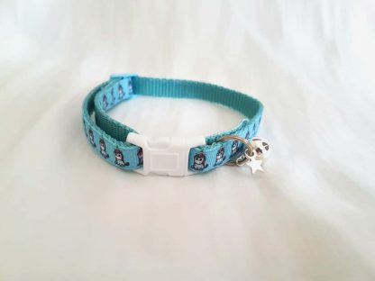 Unicorn fabric cat kitten collars handmade blue