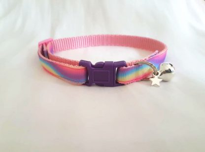 Unicorn fabric cat kitten collars handmade rainbow