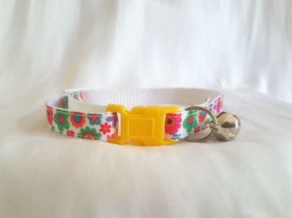 Vibrant Flowers Kitten Cat Collar Yellow Buckle