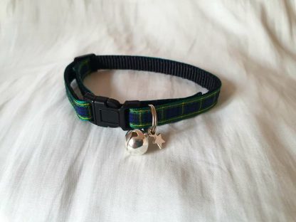 Scottish tartan cat kitten collar blue green_5