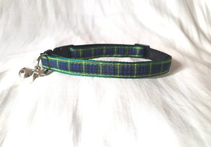 Scottish tartan cat kitten collar blue green_4