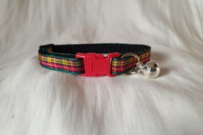 Red yellow tartan cat kitten safety collar