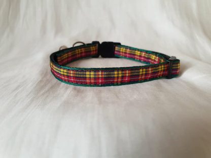 Red yellow Scottish tartan cat kitten safety collar