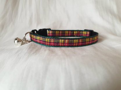 Red yellow Scottish tartan cat kitten safety collar_3