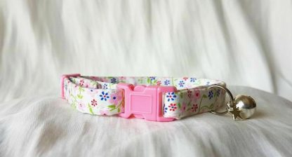 Cotton Pink Blue Red Flower Cat Kitten Collar