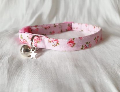 Cotton Bow Pink Rose Cat Kitten Collar _1